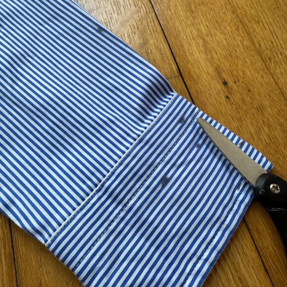 Thomas Mason J.Crew Size 8 Blue & White Stripe Long Sleeve Button-Up Dress Shirt - Picture 6 of 16
